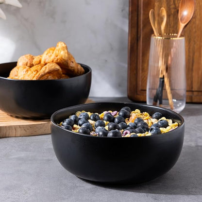 AmorArc Stoneware Cereal Bowls for Kitchen, 28oz Large Ceramic Soup Bowls Set - Image 5