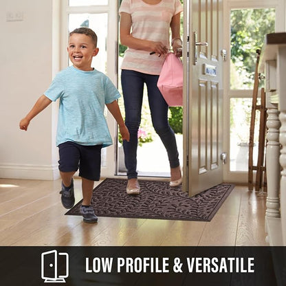 HIYARD Front Door Mat, Absorbent Dirt Trapping Welcome Door Mat Indoor Outdoor - Image 5