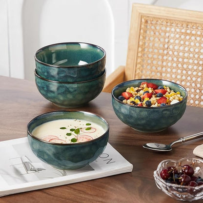 vancasso Starry 24oz Bowls for Soup, Ceramic Green bowls Set of 4 | Deep Bowls - Image 9