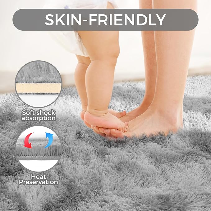Ultra Soft Rug for Living Room, 3X5 Fluffy Shag Area Rug for Bedroom, Modern - Image 5