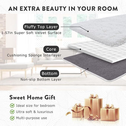White Rugs for Living Room, Large Area Rug 6x9 Fluffy Shag Rug for Bedroom - Image 6