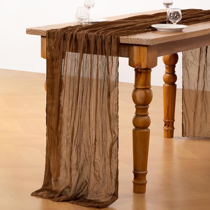 DeZerlor Brown Cheesecloth Table Runners 10 Pack Fall Runners | 120Inch Gauze - Image 5