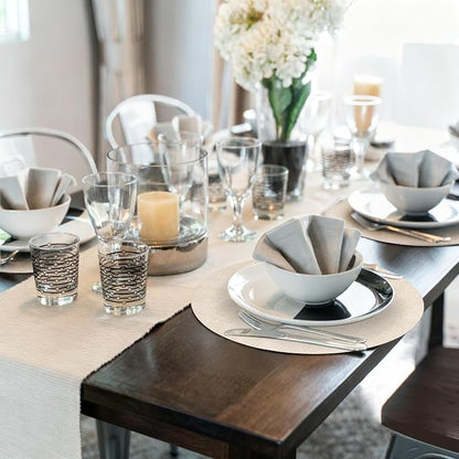 Maxpearl Faux Leather Round Placemats Set of 6, 13.8 inch, Heat Resistant - Image 8