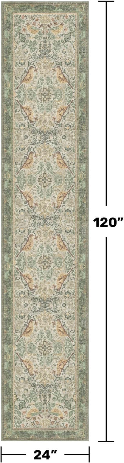 Vintage Sage Runner Rugs for Hallways - Image 2