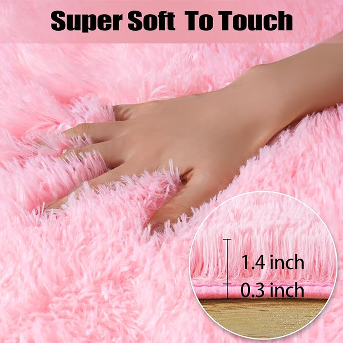 qulint 9x12 Rugs for Living Room, Large Fluffy Pink Area Rugs for Bedroom - Image 2