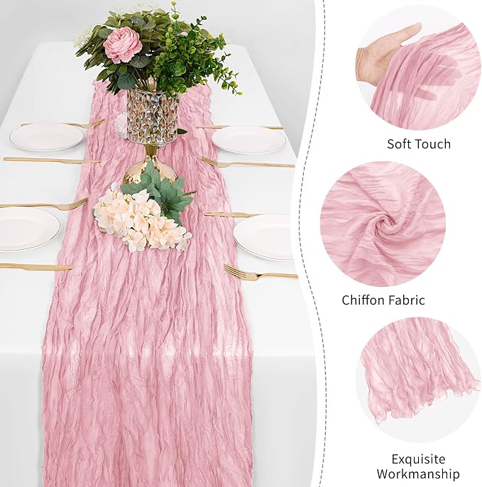 12 Pack Light Pink Cheesecloth Table Runner 17 x 108 Inch Gauze Table Runner - Image 5