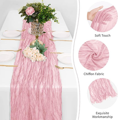 12 Pack Light Pink Cheesecloth Table Runner 17 x 108 Inch Gauze Table Runner - Image 5