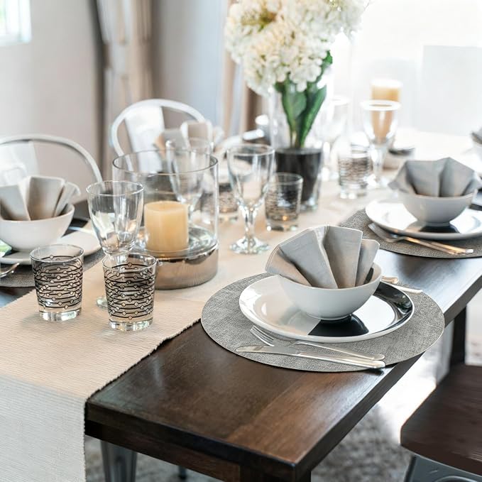 Maxpearl Faux Leather Round Placemats Set of 6, 13.8 inch, Heat Resistant - Image 7