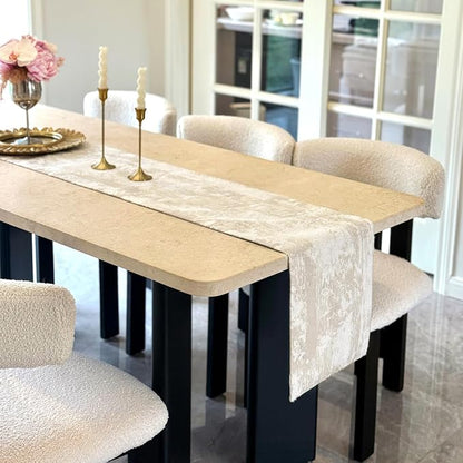 Beige Table Runner 144 Inches Long Cashmere Texture Farmhouse Home Decor Rustic - Image 2