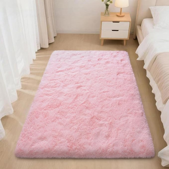 Mugorn Pink Fluffy Soft Rugs for Girls Bedroom, 4x6 Ft Shaggy Area Rugs for - Image 2
