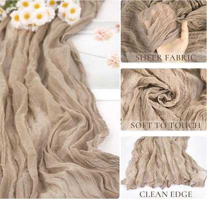 10 Packs Nude Cheesecloth Table Runner 35x120 inch, Boho 10ft Light Brown - Image 3