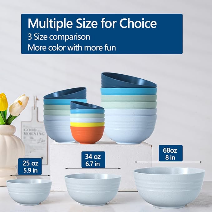 【Set of 6】 Unbreakable Soup Bowls, 34 Ounces Big Bowls Microwave and Dishwasher - Image 8