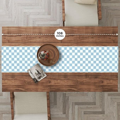 Folkulture Summer Table Runner 90 Inches Long | Blue Checkered | Table Runner - Image 2