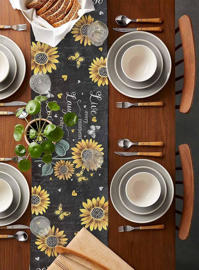 Retro Sunflower Table Runners 48 Inches Long, Spring Summer Farmhouse Table - Image 5