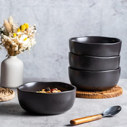 AmorArc Stoneware Cereal Bowls for Kitchen, 28oz Large Ceramic Soup Bowls Set - Image 4