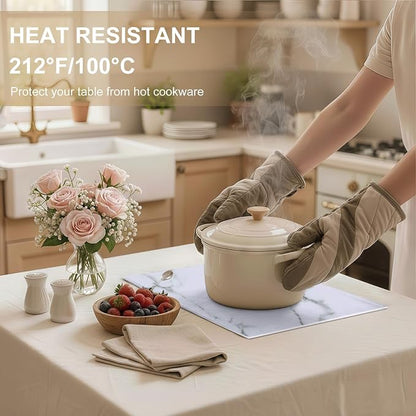 Faux Leather Heat Resistant Placemats 6 Packs, Waterproof Wipeable Dining PU - Image 3