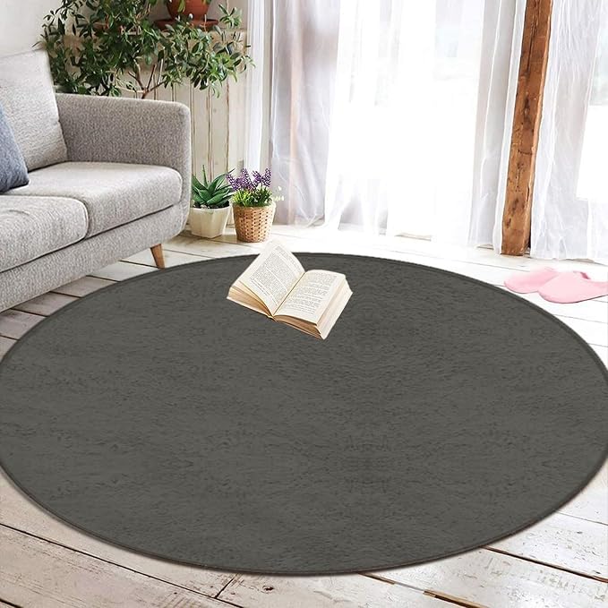 Machine Washable Modern Round Area Rug, Room Sofa Yoga Soft Round Carpet - Image 5