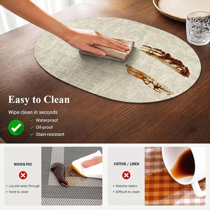 Placemats Set of 6-17" x 11.8" Waterproof & Heat Resistant Oval Place Mats - Image 3