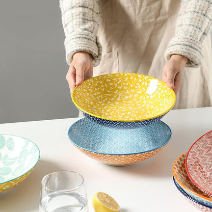 Selamica Ceramic 30oz Large Pasta Salad Bowls 8 Inch Wide and Shallow Soup Bowls - Image 6