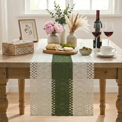 Artoid Mode Army Green Farmhouse Rustic Table Runner 12x120 Inch | Seasonal - Image 2