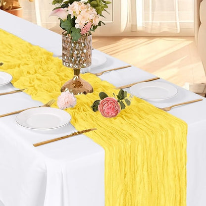 3 Pack Lemon Yellow Cheesecloth Table Runner, 17 x 108 Inch, Gauze Cheese Cloth - Image 3