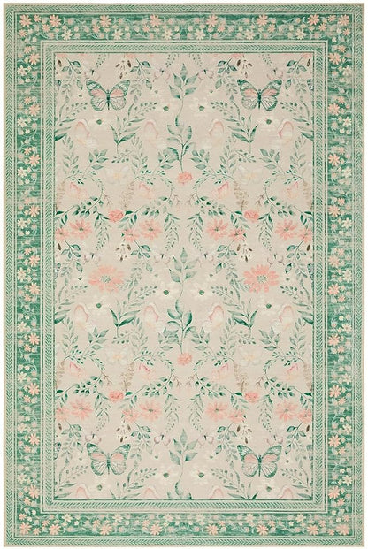 Rugxara Floral Rug for Living Room Bedroom, 8x10 Washable Rug, Large Non Slip - Image 4
