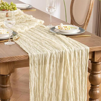 10 Pack Beige Cheesecloth Table Runner 22x120 Inch Boho Gauze Table Runner Long - Image 5