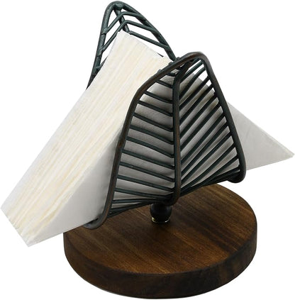 OwlGift Freestanding Modern Napkin Holder w/Golden Turquoise Wrought Iron Leaf - Image 9