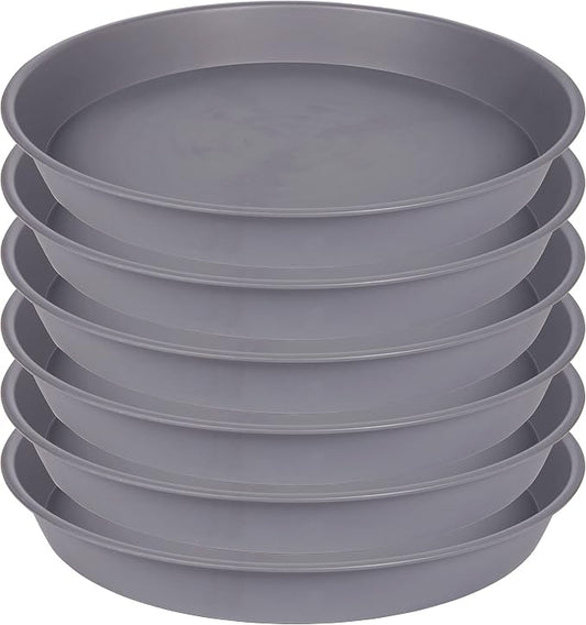 6 Pack of 12 inch Plant Saucer Gray, Heavy Duty Plastic Plant Saucer 12 inch by Bleuhome