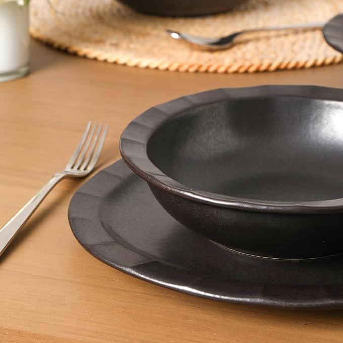 Stone Lain Oasis Stoneware 24 Piece Dinnerware Set, Home Kitchen Dish Set - Image 7