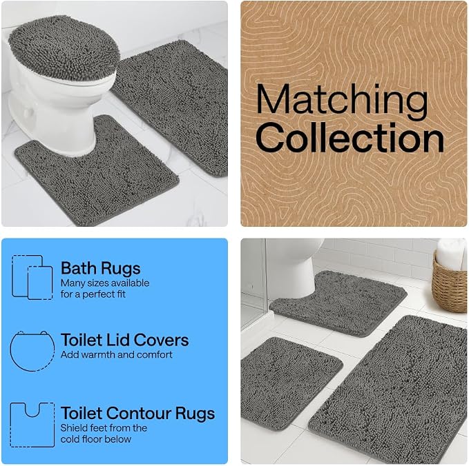 GORILLA GRIP Bath Rug Mat 60x17, Soft Absorbent Chenille, Quick Dry Microfiber - Image 8