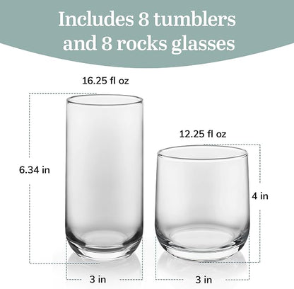 Libbey Ascent Tumbler & Rocks Drinking Glasses Set of 16, and More - Image 3