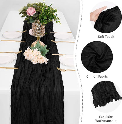 25 Pack Black Cheesecloth Table Runner 17 x 108 Inch Gauze TableRunner Fabric - Image 5
