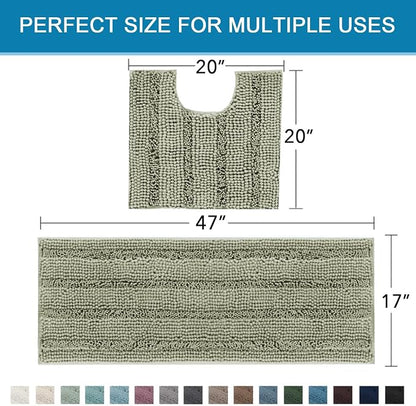 H.VERSAILTEX Bathroom Rug Sets 2 Piece Bath Mats Non Slip Thick Soft Chenille - Image 2