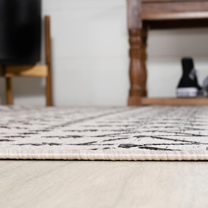 JONATHAN Y Moroccan Geometric Indoor Outdoor Area Rug 9X12 Cream/Black - Image 7