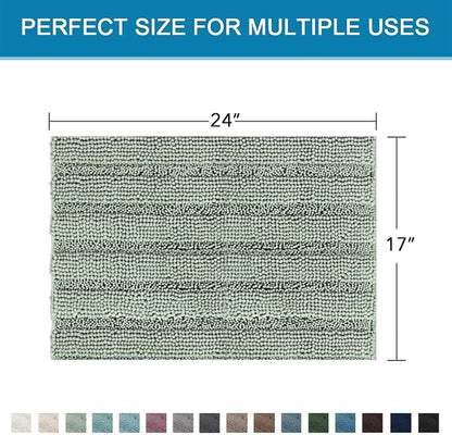 H.VERSAILTEX Bath Mats for Bathroom Non Slip Thick Chenille Striped Bath Rug - Image 2