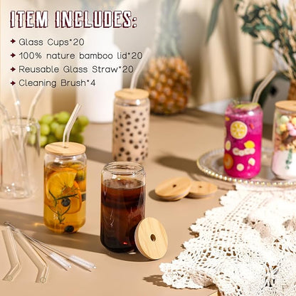 NETANY 20 Pack Glass Cups with Lids and Straws 16 oz, Personalized Customizable - Image 2