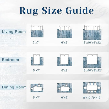Washable Rug 6x9 Area Rugs for Living Room: Neutral Soft Rug Abstract Non Slip - Image 8