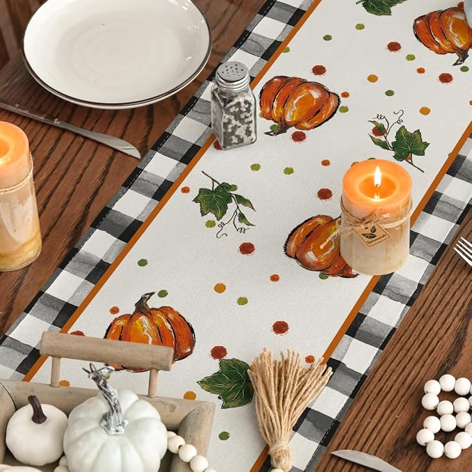 Artoid Mode 210 GSM Fall Table Runner 13x48 Inch Home Party Decor | Pumpkin Bow - Image 7