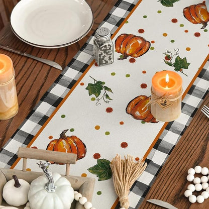 Artoid Mode 210 GSM Fall Table Runner 13x48 Inch Home Party Decor | Pumpkin Bow - Image 7
