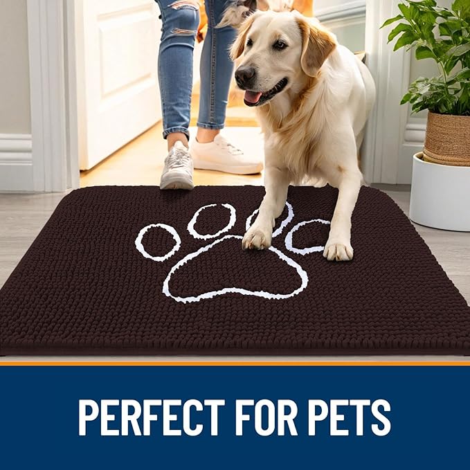 OLANLY Dog Door Mat for Muddy Paws 59x32, Paw Print Design, Absorbs Moisture - Image 6