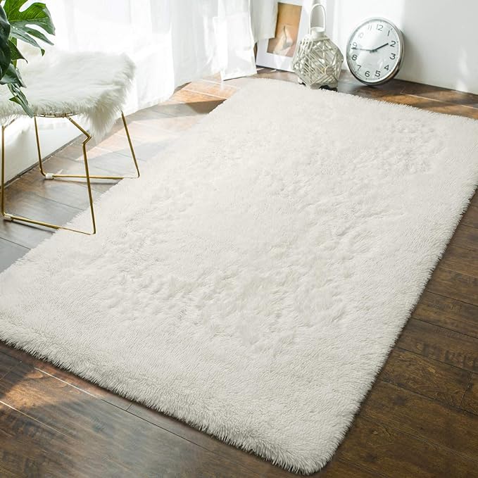 Andecor Soft Fluffy Bedroom Rugs, 3 x 5 Feet Indoor Shaggy Plush Area Rug by Andecor