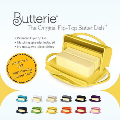 Flip Top Butter Dish with Attached Lid & Matching Knife - Image 10