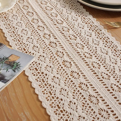 meioro Mesh Woven Table Runners, 10x86 Inch Boho Cotton Table Runner - Image 4