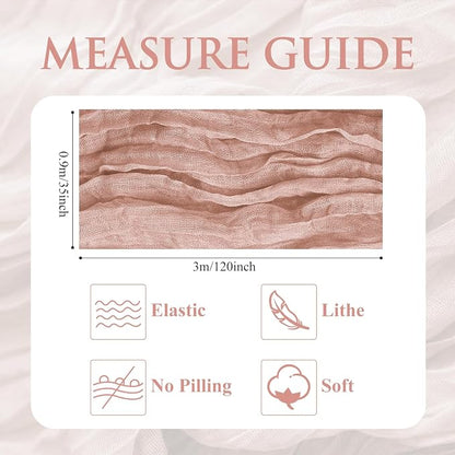 Cheesecloth Table Runner 10FT 12Pcs Dusty Pink Boho Gauze Sheer Runners | - Image 2