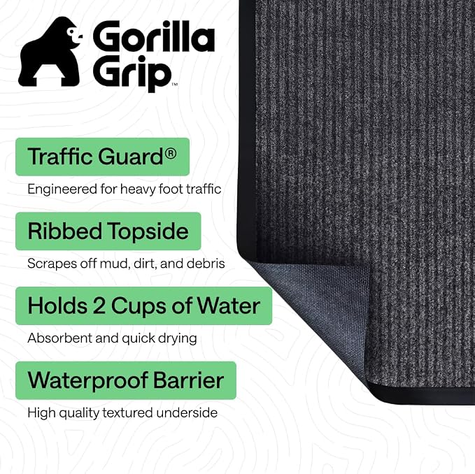 GORILLA GRIP Waterproof Traffic Guard Door Mat, 2 Pack Heavy Duty Entryway Mats - Image 2