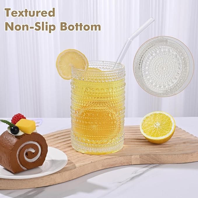ZMOWIPDL 12oz & 15oz Hobnail Drinking Glasses, - Image 4