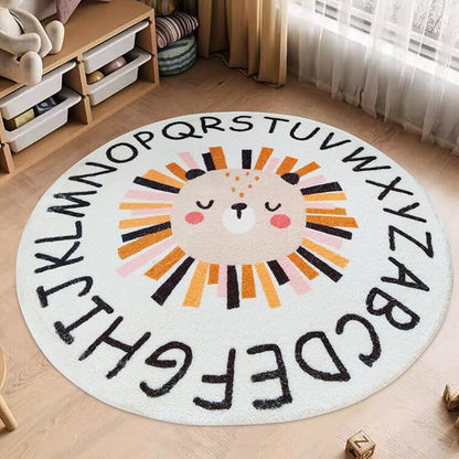 Poowe ABC Lion Kids Room Rug, 39.4" Round Washable Area Rugs - Image 3
