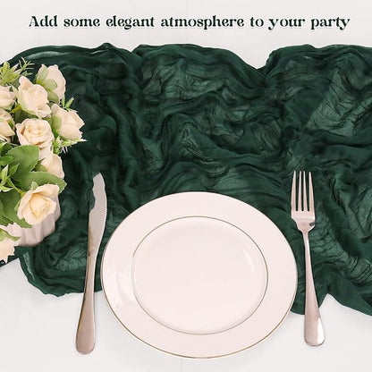 10 Pack Dark Green Cheesecloth Table Runner 6FT Boho Gauze Fabric Table Runner - Image 5