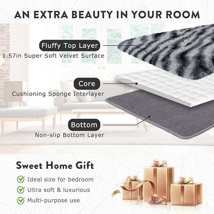 Fluffy Rugs for Living Room, 5x7 Ft Black White Zebra Shag Rugs for Bedroom - Image 6